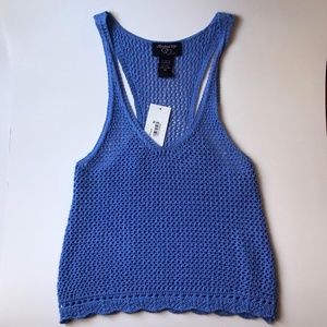 "Hooked Up"Junior's Sleeveless Knit Mesh Top